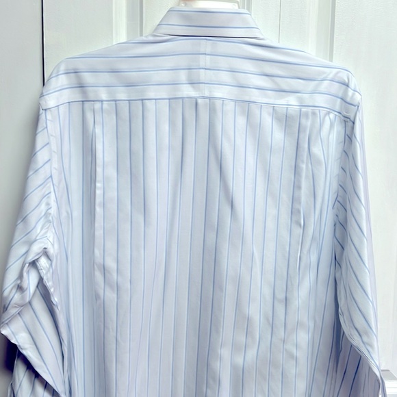 Jos a Banks White Blue Pocket French Long Sleeve Dress Shirt Size 17.50 - Picture 7 of 8